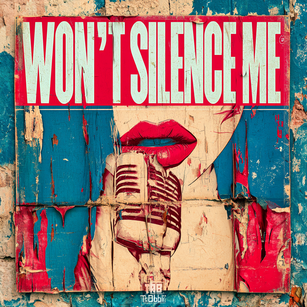 Collage artwork of a masked singer at a microphone